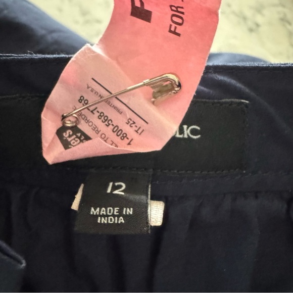 Banana Republic Midi Double-Lined Poplin Skirt with Slit - Navy Blue - Picture 7 of 7